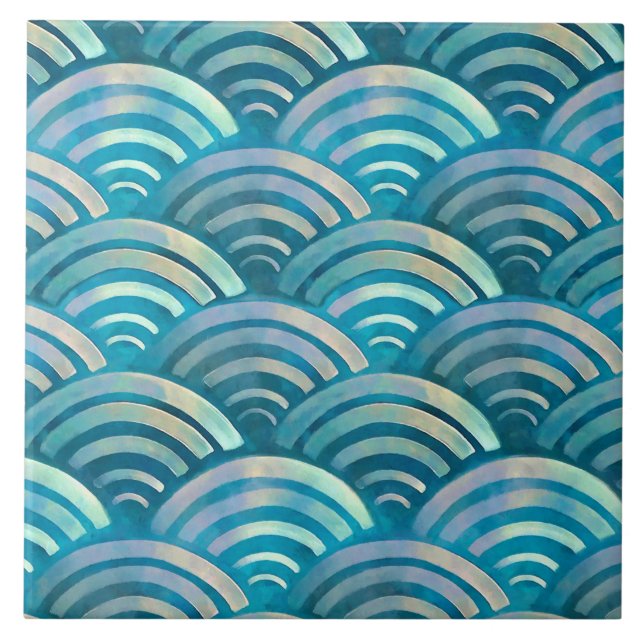 Carreau Motif Blue Pearl Fish Scales (Devant)
