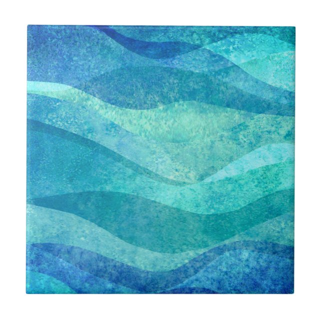 Carreau Motif Blue Wave Design élégant (Devant)