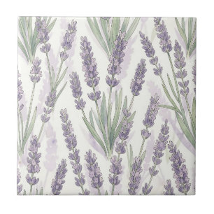 Carreau Motif botanique à l'aquarelle de brins de lavande