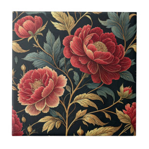 Carreau Motif botanique de pivoine victorienne