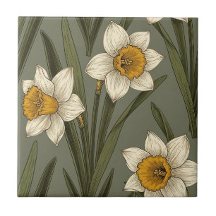Carreau Motif botanique floral de narcisse jaune de printe