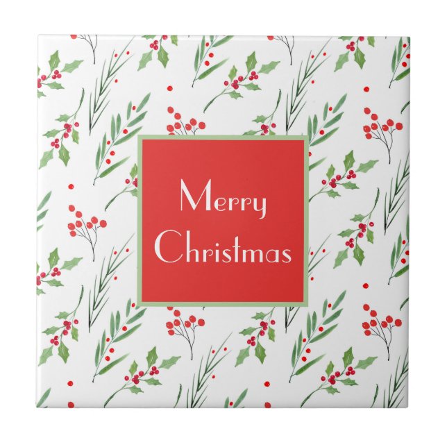 Carreau Motif botanique mixte de Noël (Devant)