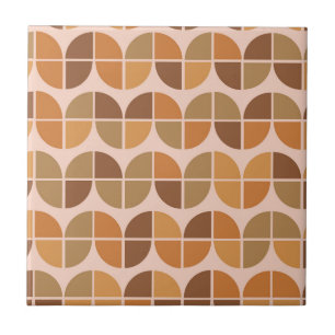 Carreau Motif Brown Orange géométrique du milieu du siècle