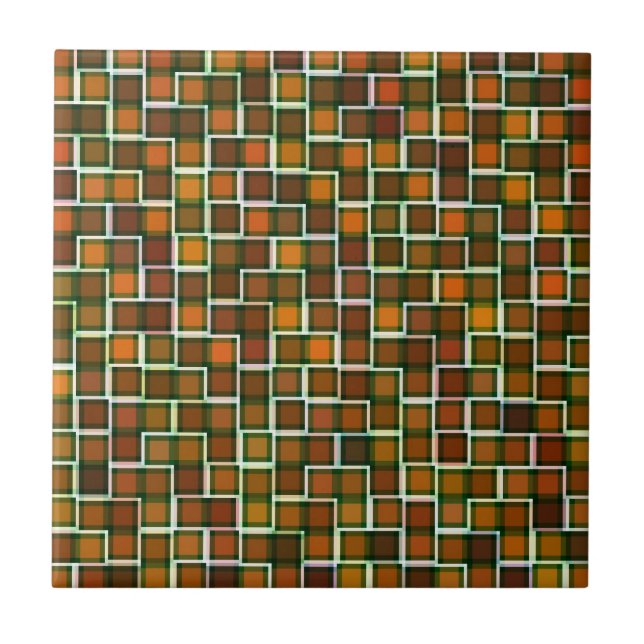 Carreau Motif Carré Abstrait de ton de la Terre (Devant)