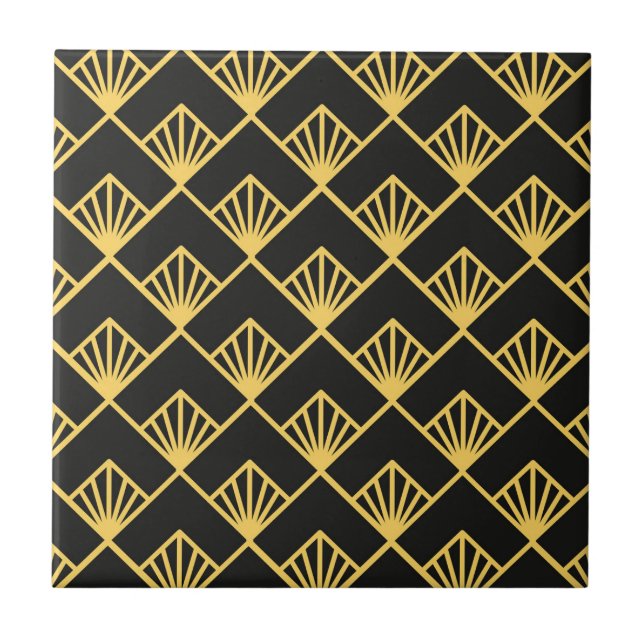 Carreau Motif carrelé noir Art déco (Devant)