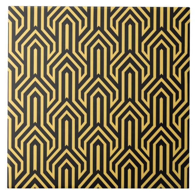 Carreau Motif carrelé noir Art déco (Devant)
