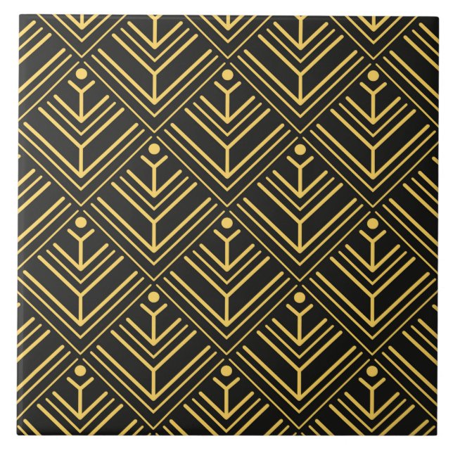Carreau Motif carrelé noir Art déco (Devant)