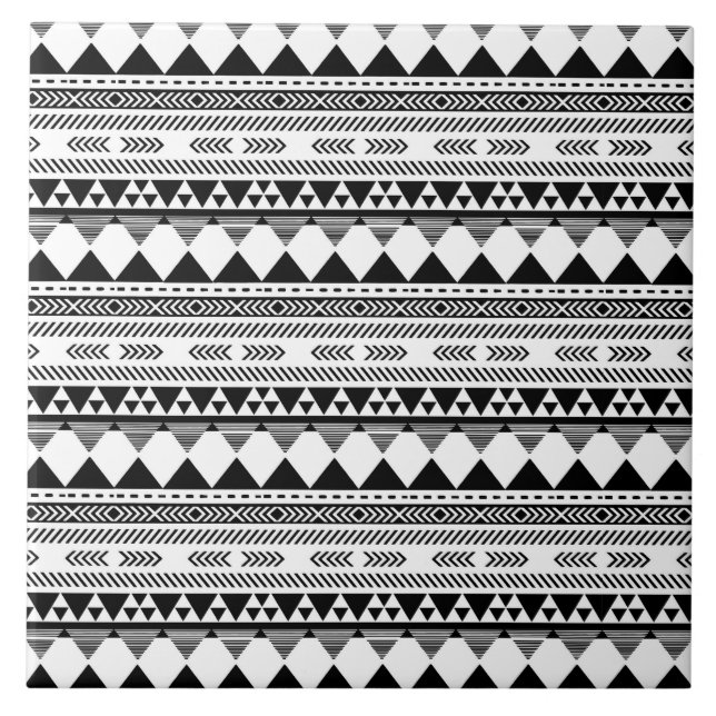 Carreau motif carrelé noir blanc aztèque (Devant)