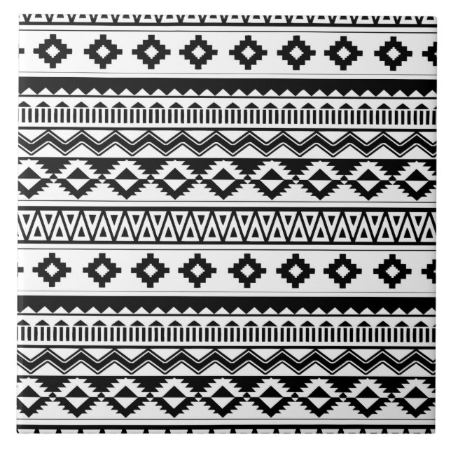 Carreau motif carrelé noir blanc aztèque cool (Devant)