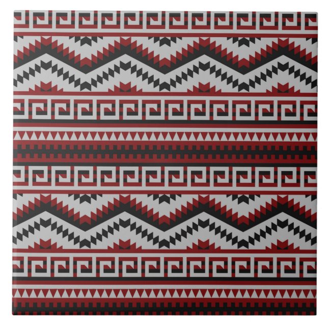 Carreau motif carrelé noir gris rouge (Devant)