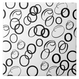 Carreau Motif Cercle noir et blanc Abstrait