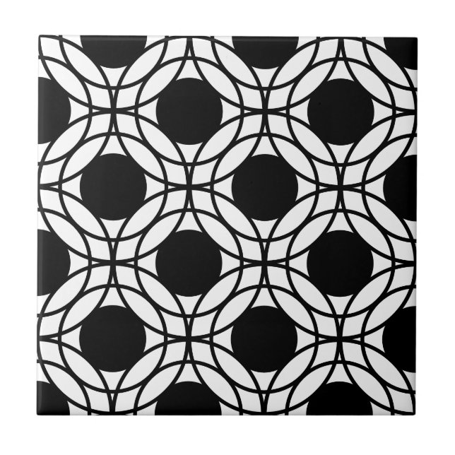 Carreau Motif Cercles et points noirs et blancs (Devant)