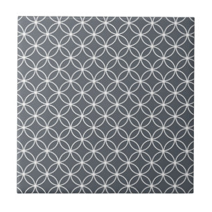 Carreau Motif Cercles Gris Acier et Blanc
