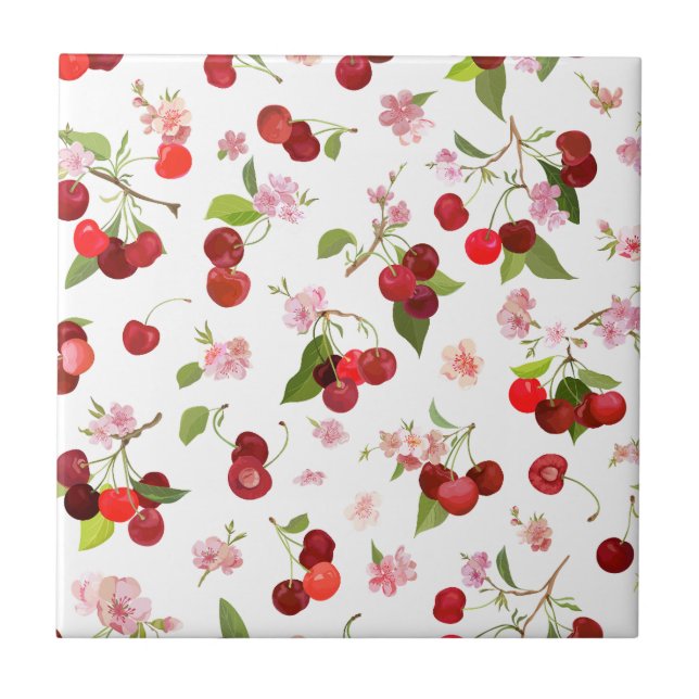 Carreau Motif cerise 1 (Devant)