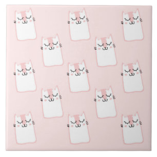 Carreau Motif chat chaton mignon dormant