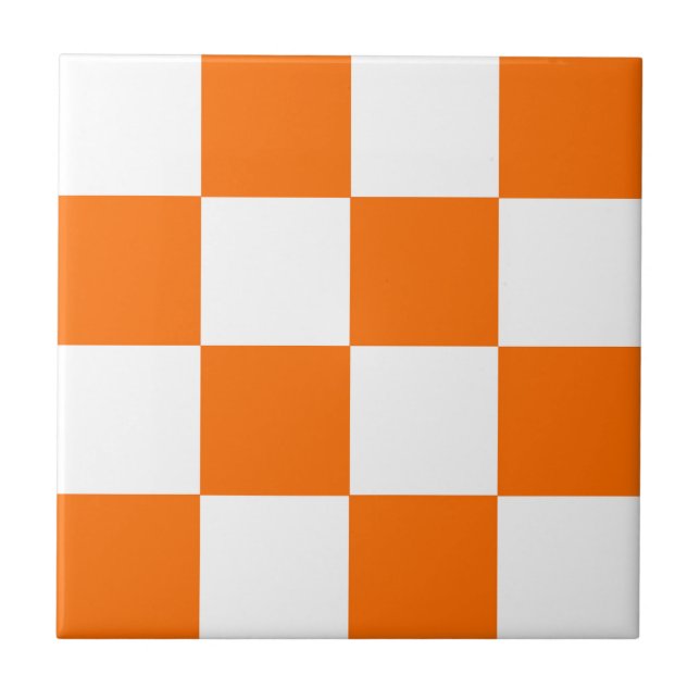 Carreau Motif chèque À damiers blanc orange (Devant)