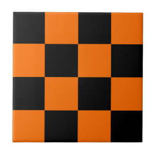 Carreau Motif chèque À damiers orange noir