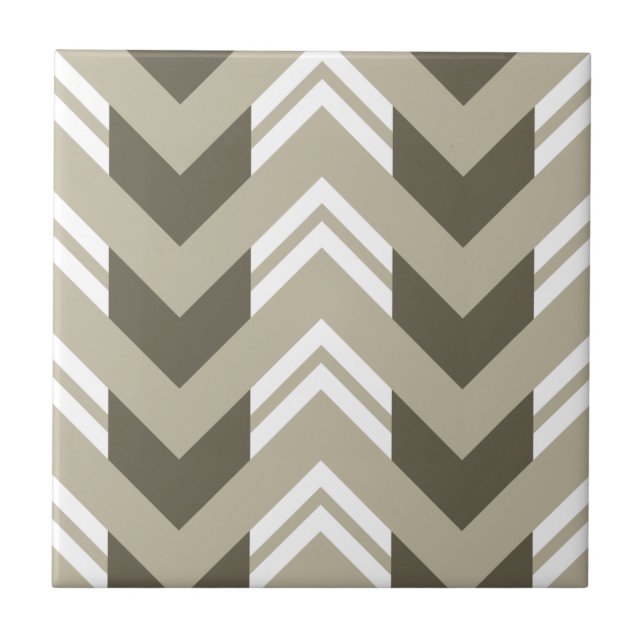 Carreau Motif Chevron Marron, Beige, Blanc Moderne (Devant)