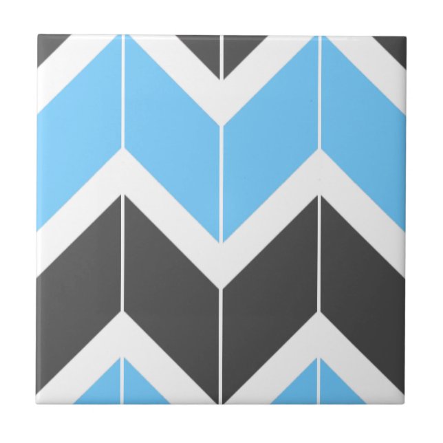 Carreau Motif Chevron moderne Blue Grey Herringbone  (Devant)