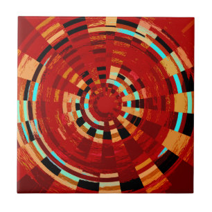 Carreau Motif circulaire Brown rouge rouge bleu jaune rét