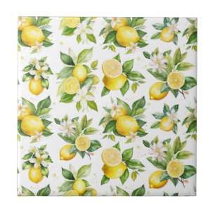 Carreau Motif citron, Fleurs de citron, Feuilles, Citrus