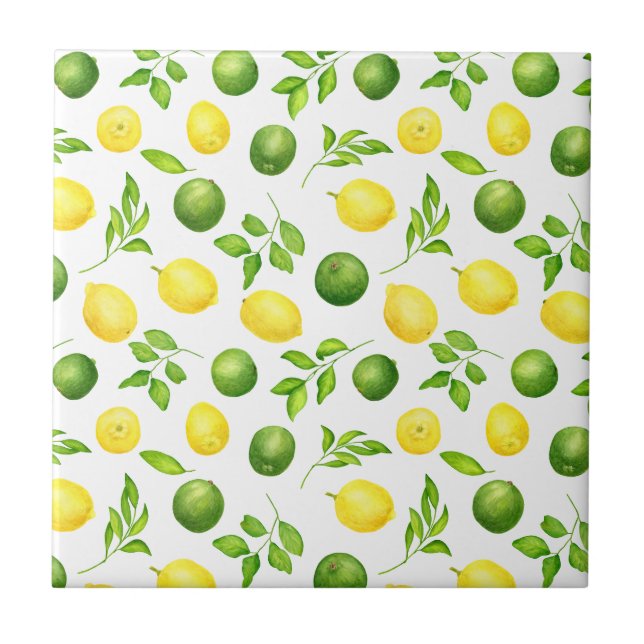 Carreau Motif citron vert citron jaune clair Aquarelle jau (Devant)