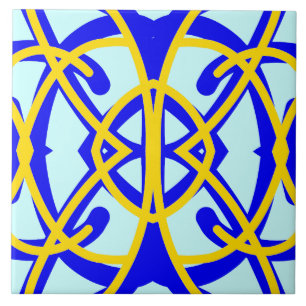 Carreau Motif classique bleu et jaune vibrant