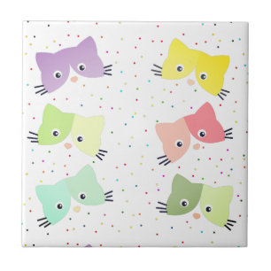 Carreau Motif coloré Happy Kittens