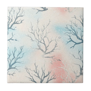 Carreau Motif corail côtier à l'aquarelle Boho Luxe (1)