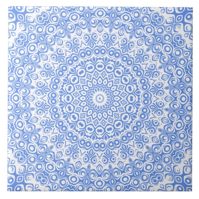 Carreau Motif Cornflower Blue Mandala (Devant)