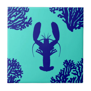 Carreau Motif côtier de homard de bleu de turquoise