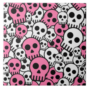 Carreau Motif crâne gothique rose Imprimer