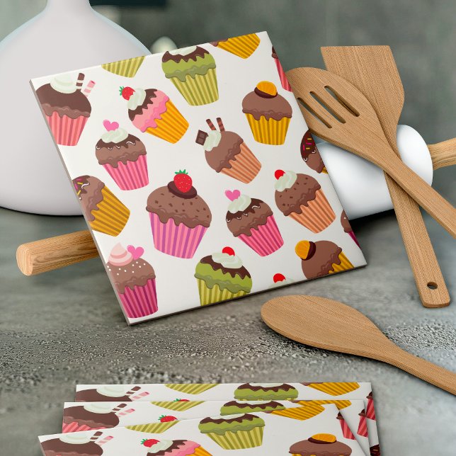 Carreau Motif Cupcake, Motif Muffin, Chocolat, Cœurs (Créateur téléchargé)