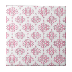 Carreau Motif Damas rose et blanc