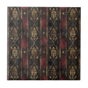 Carreau Motif Damask Noir Or Persan (3)