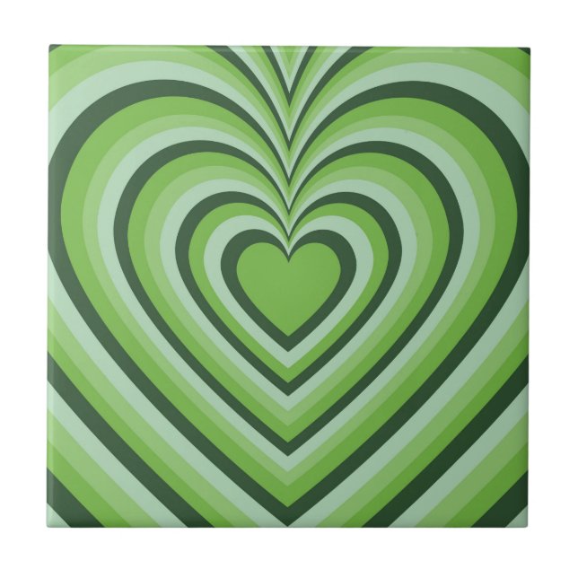 Carreau Motif d'amour du coeur hypnotique vert (Devant)