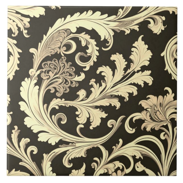 Carreau Motif d'antiquités Brown Fleur (Devant)