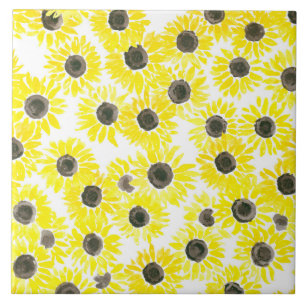Carreau Motif d'aquarelle des tournesols