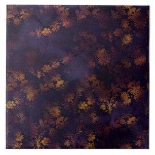 Carreau Motif d'aquarelle Patina Damask en cuivre