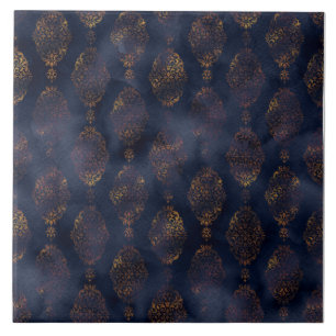 Carreau Motif d'aquarelle Patina Damask en cuivre