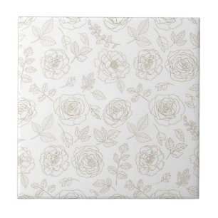 Carreau Motif d'art botanique minimal en ligne (5)