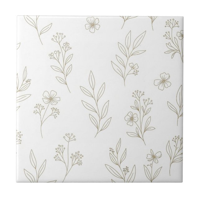 Carreau Motif d'art botanique minimal en ligne (9) (Devant)