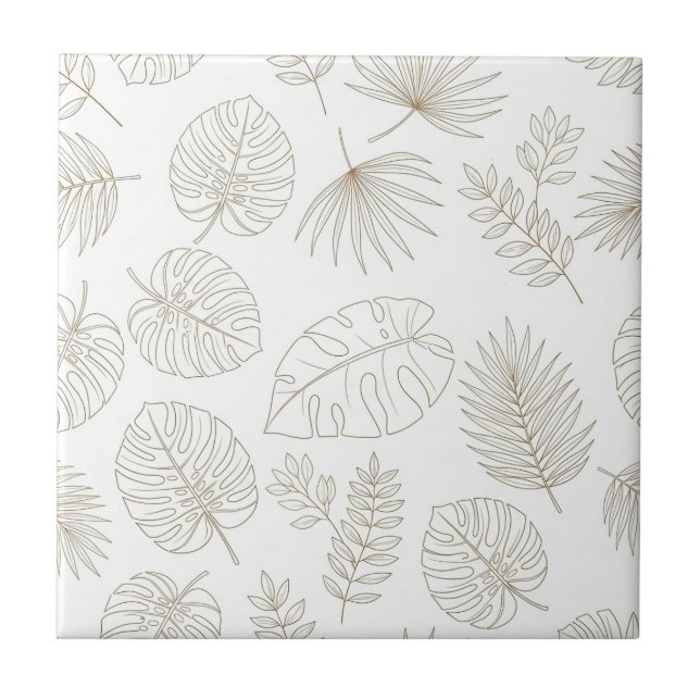 Carreau Motif d'art botanique minimaliste en ligne (4) (Devant)