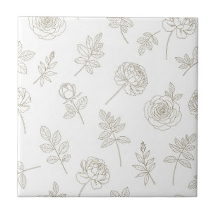 Carreau Motif d'art botanique minimaliste en ligne (8)