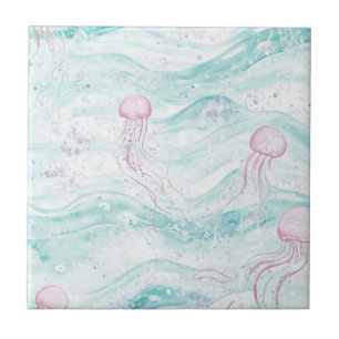 Carreau Motif d'aventure sous-marine de méduse