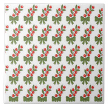 Motif de baies de houx de Noël et de nœud vert