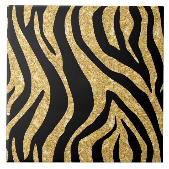 Carreau Motif de bande de tigre en or noir (Devant)