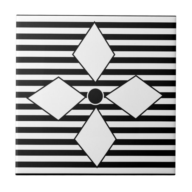 Carreau Motif de bandes géométriques de diamants blancs no (Devant)
