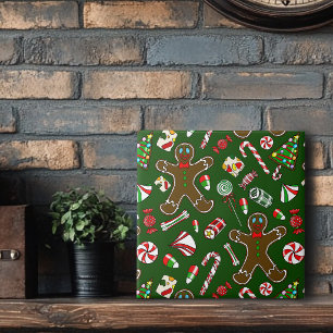 Carreau Motif de bonbon en pain d'épices festif vert ludiq