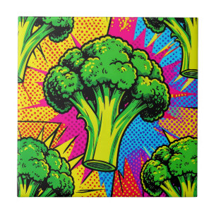 Carreau Motif de brocoli Pop Art vibrant